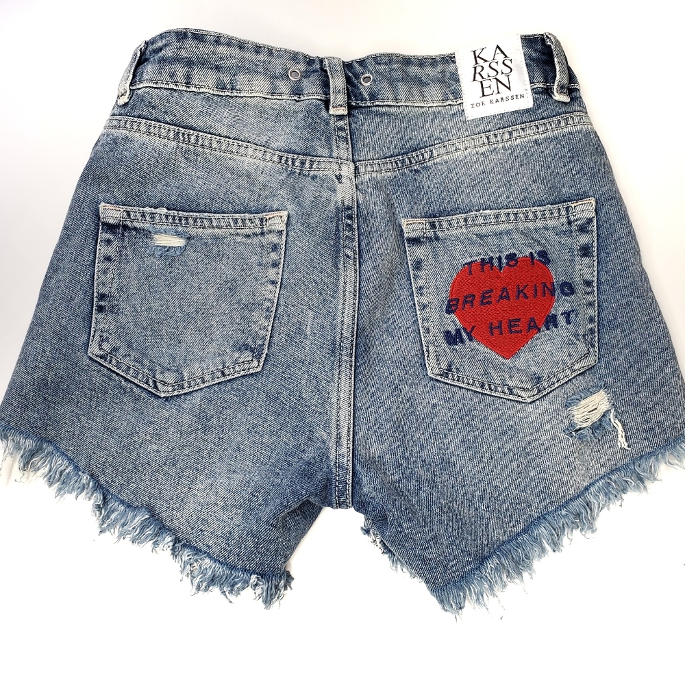 Zoe Karssen This Breaking My Heart Denim Shorts